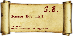 Sommer Bálint névjegykártya